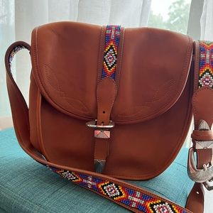 Brighton crossbody tan leather with beaded strap design